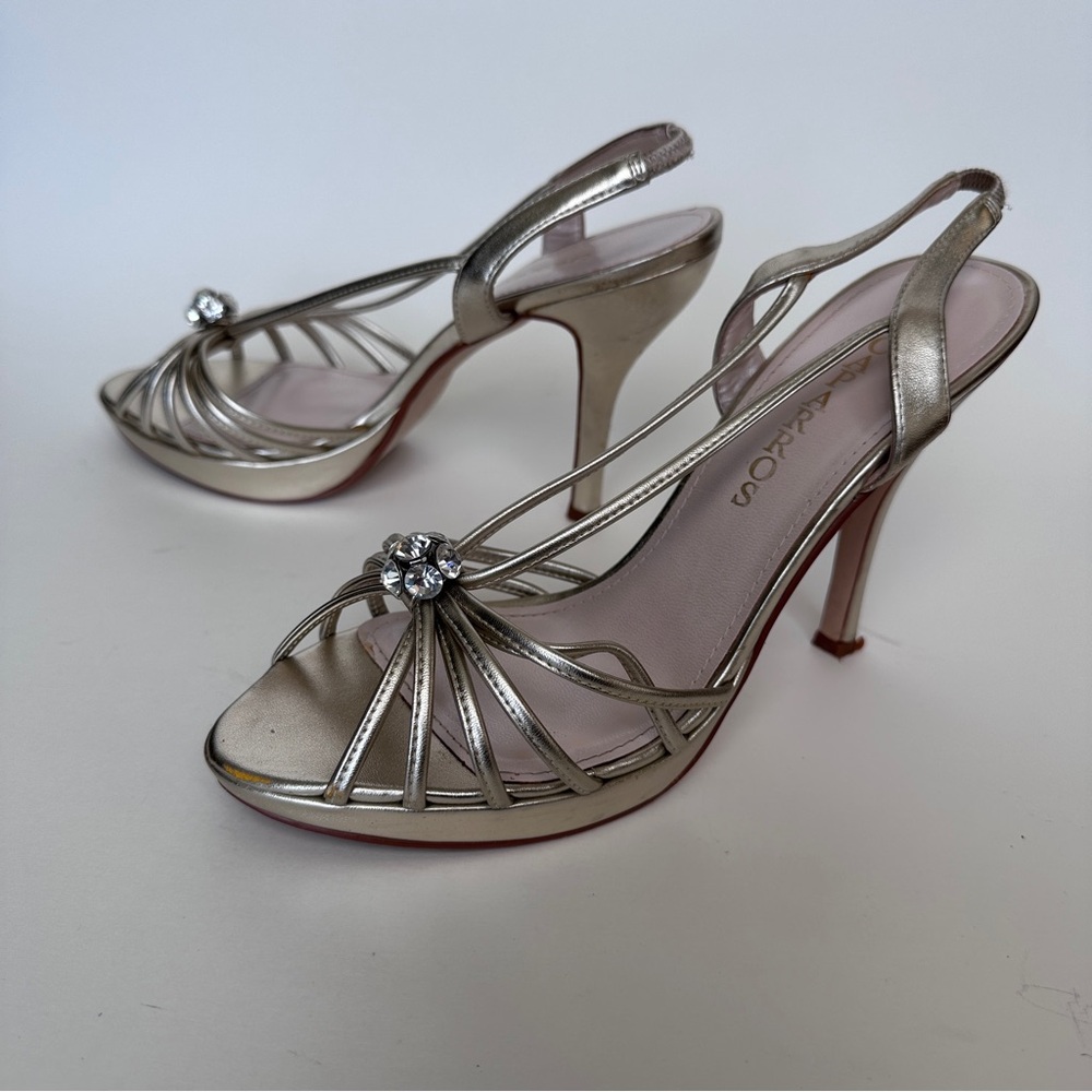Caparros Women's Heels Metalic Mushroom Evening Sandals Sz 9 Slightly Used